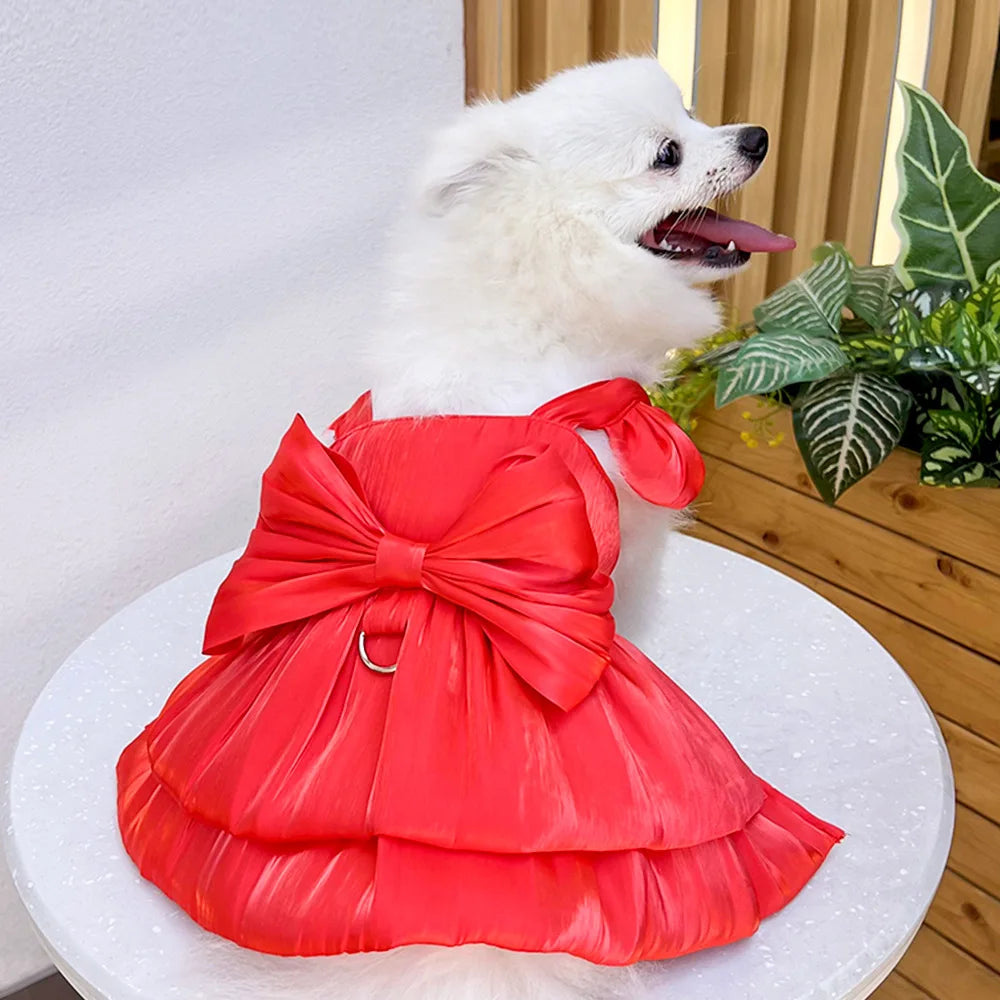 Dog Dress Girl Dog Clothes Pet Apparel Doggie Pink Bowknot Tulle Cat Sequin Clothing Pup Dresses Doggy Attire Birthday