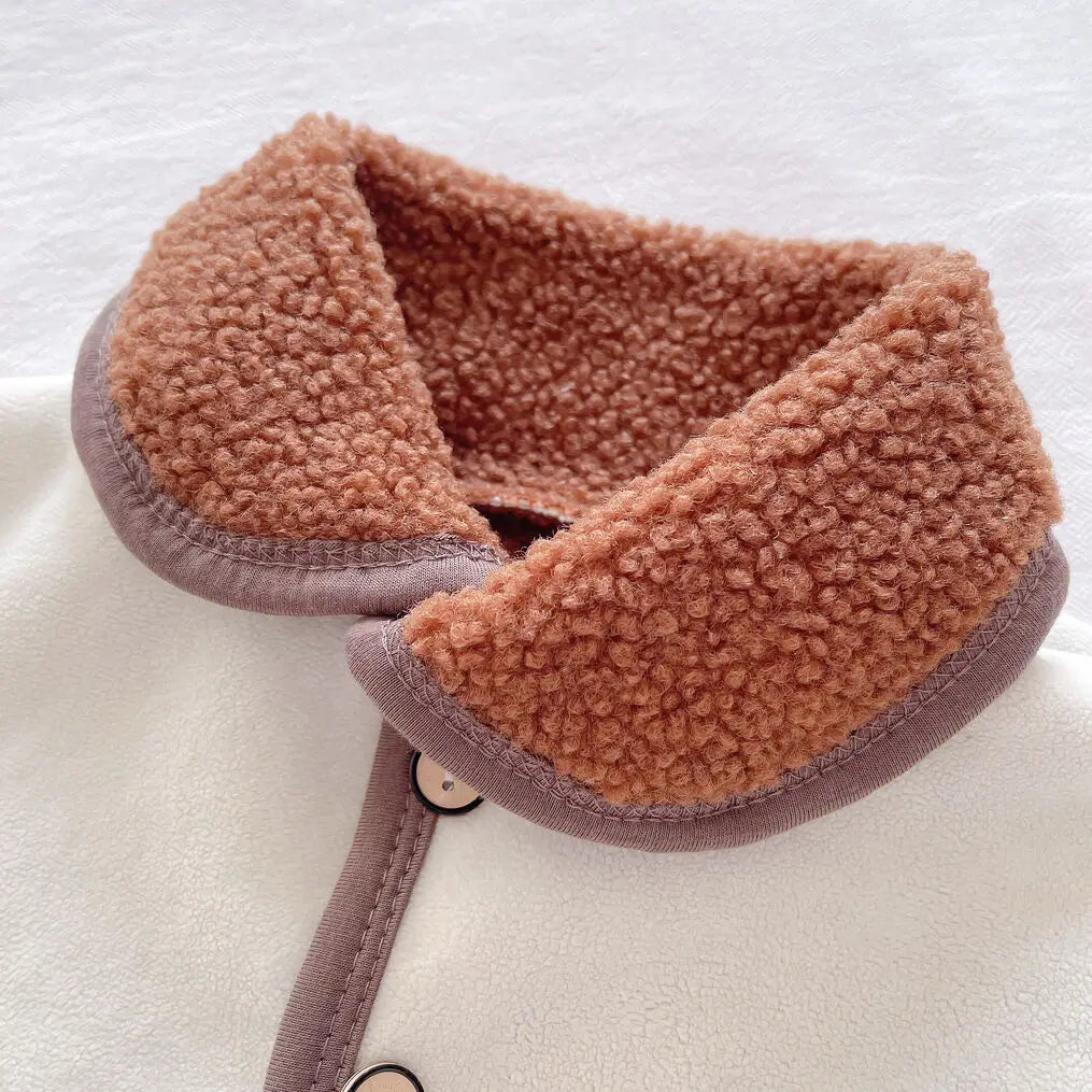 Baby Boys Girls Suede Sherpa Lined Jacket Kids Lapel Warm Coat Single Breasted Pocket Autumn Winter Toddler Outerwear