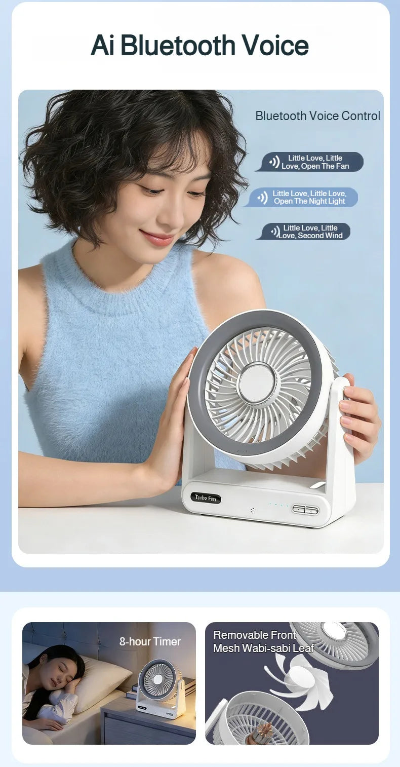 Desk Fan with Smart Voice Control Timer Wall Mountable Mini Portable USB Circulator Fan for Home Office