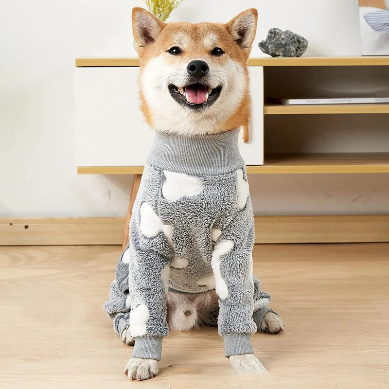 Flannel Dogs Pajamas Jumpsuit Four Legs Winter Warm Onesies for Medium Large Dogs Warm Puppy Cat Jumpsuit Pet Dog Clothes