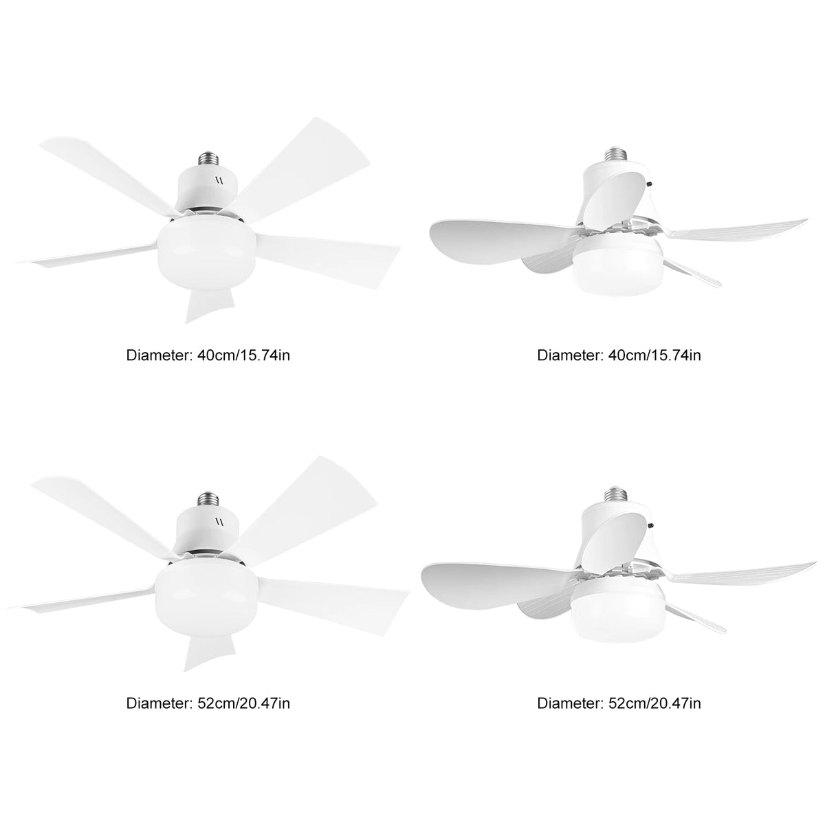 2-in-1 Socket Ceiling Fans Lights with Remote Control Timing 3 Speed Adjustable for Bedroom Kitchen Office Home for Living Room