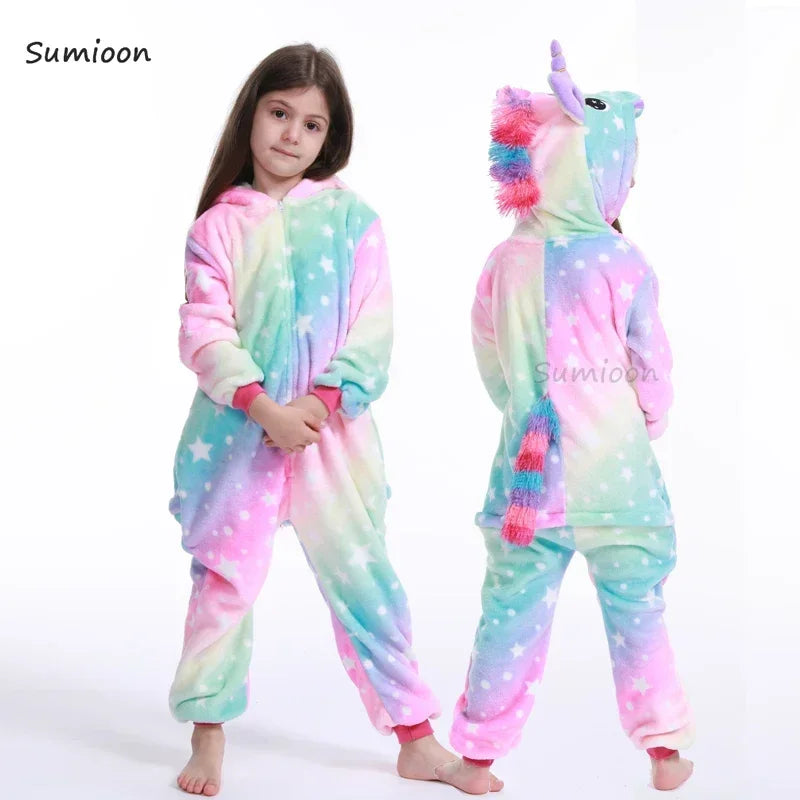 Kigurumi Onesie Kids Unicorn Pajamas For Children Animal Cartoon Blanket Sleepers Baby Costume Winter Boy Girl Licorne Jumspuit