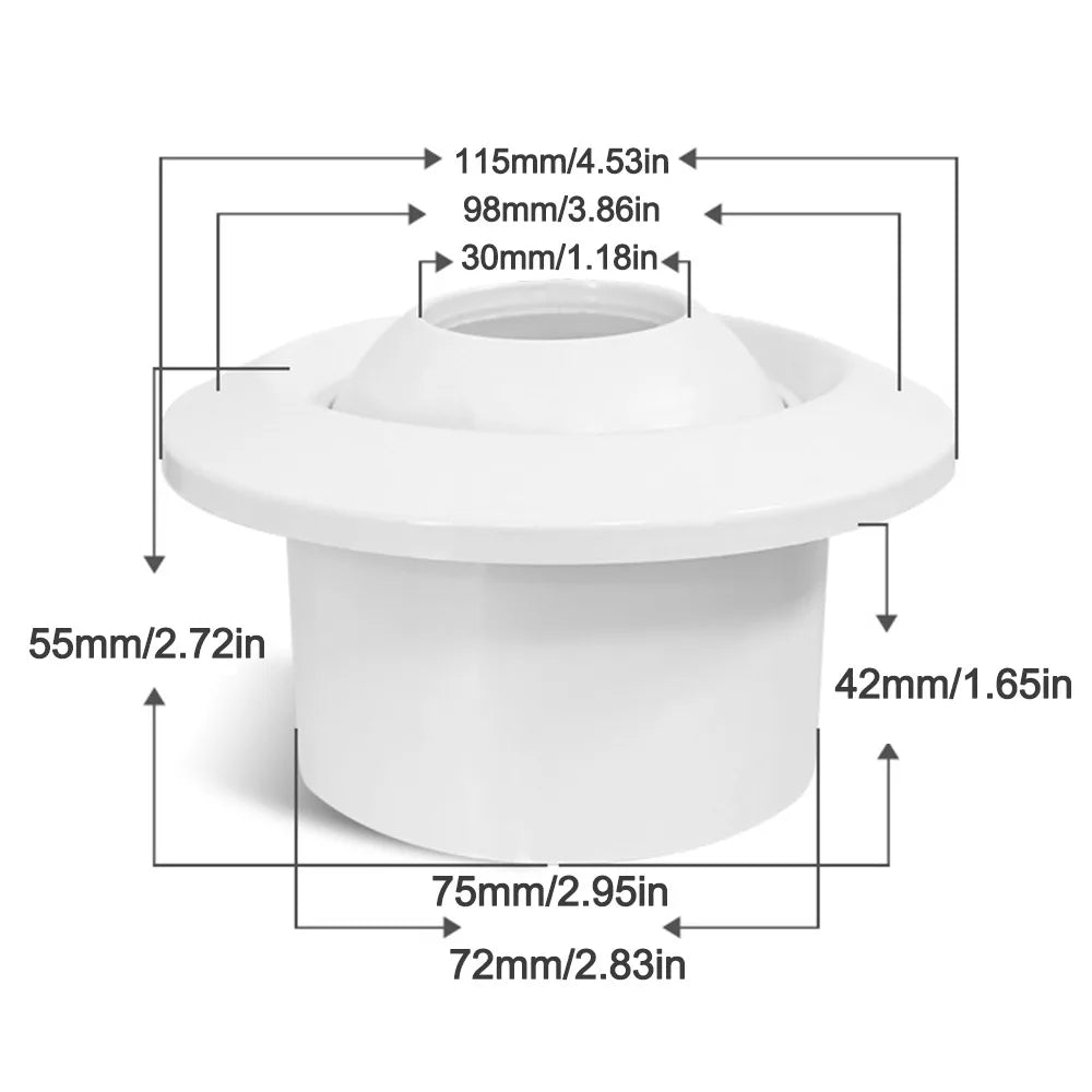 ABS Air Conditioning Exhaust Vents Adjustable Round Ventilation Nozzles 75/100/150/200mm Circular Jet Vents