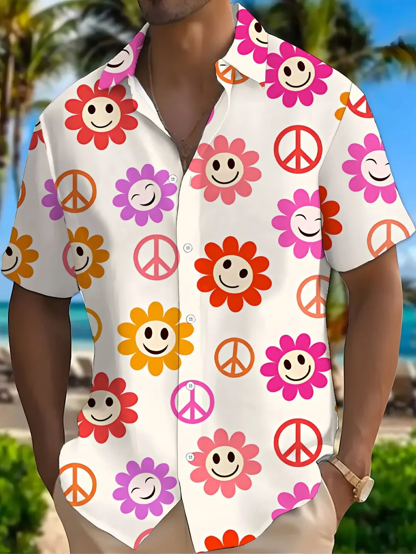 Summer Stylish Tropical Shirt Men Casual Man Short Sleeve Hawaiian Fashion Print Breathable Beach Party Outfit