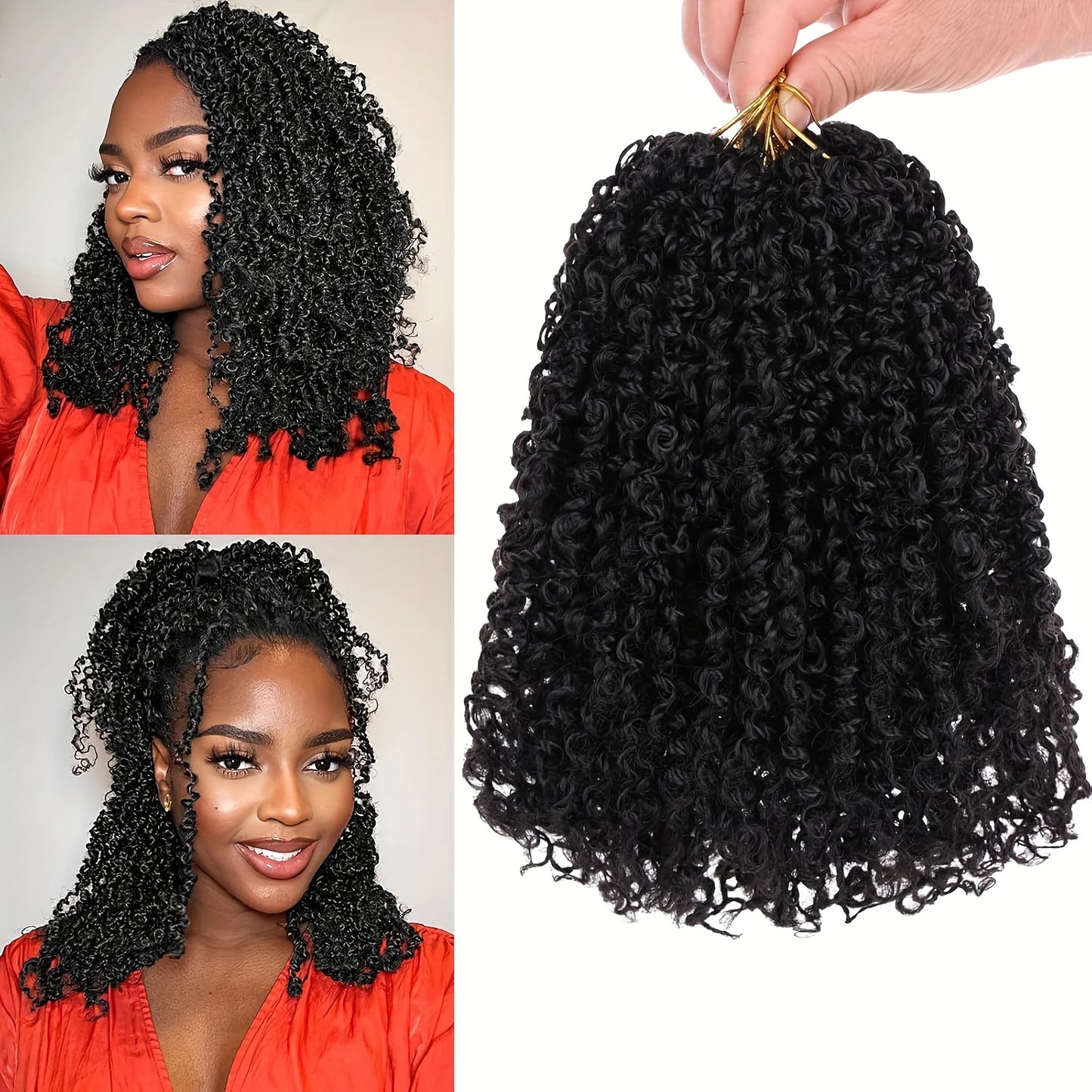 1 Pack 10 Inch Pre-Looped Yanky Twists Crochet Synthetic Braids Hair Textured Hairstyle, Elegant Hairstyle Easy Application