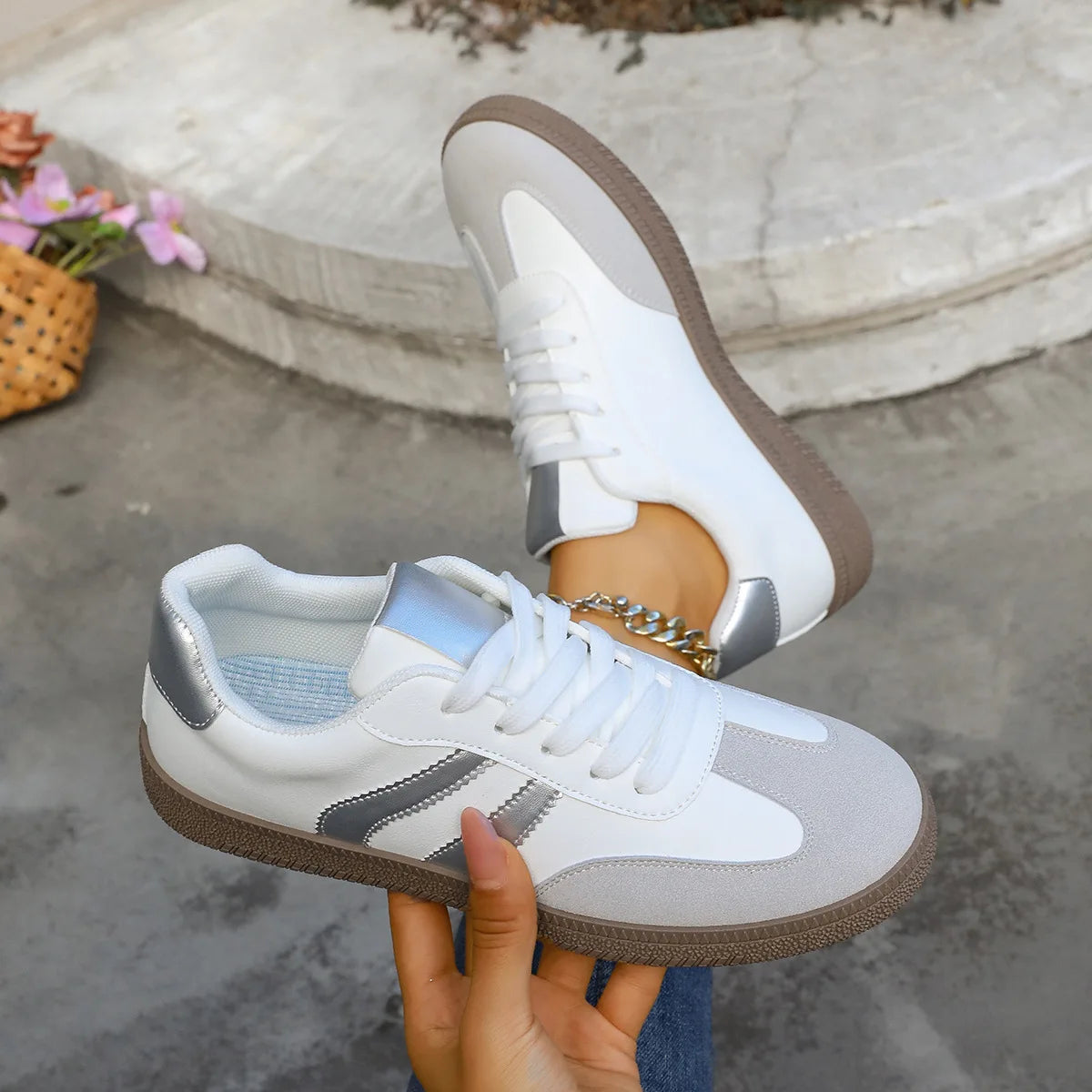 Spring Autumn Platform Sneakers Women Fashion Mixed Colors Lace-Up Sport Shoes Woman Comfortable Non Slip Flat Trainers Female