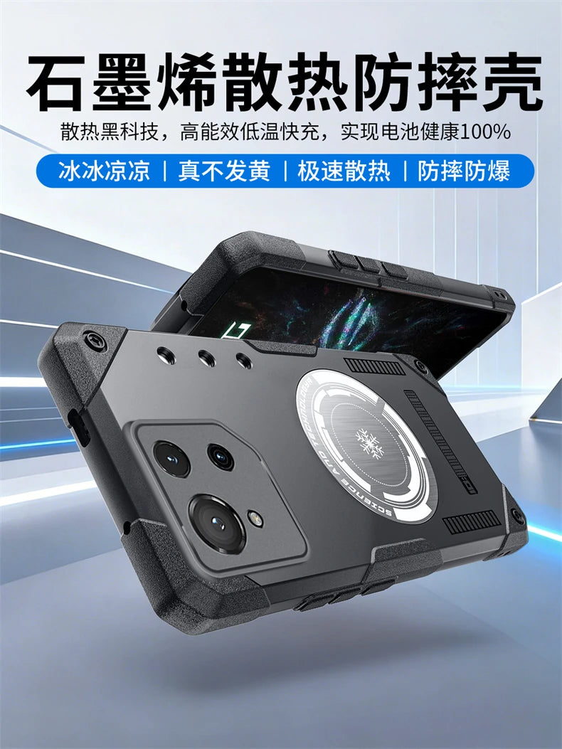 For ASUS ROG Phone 8 Pro Case Magnetic Built in Heat Dissipation Metal Sheet Back Cover For ROG 8 Phone 8Pro Shockproof Bumper