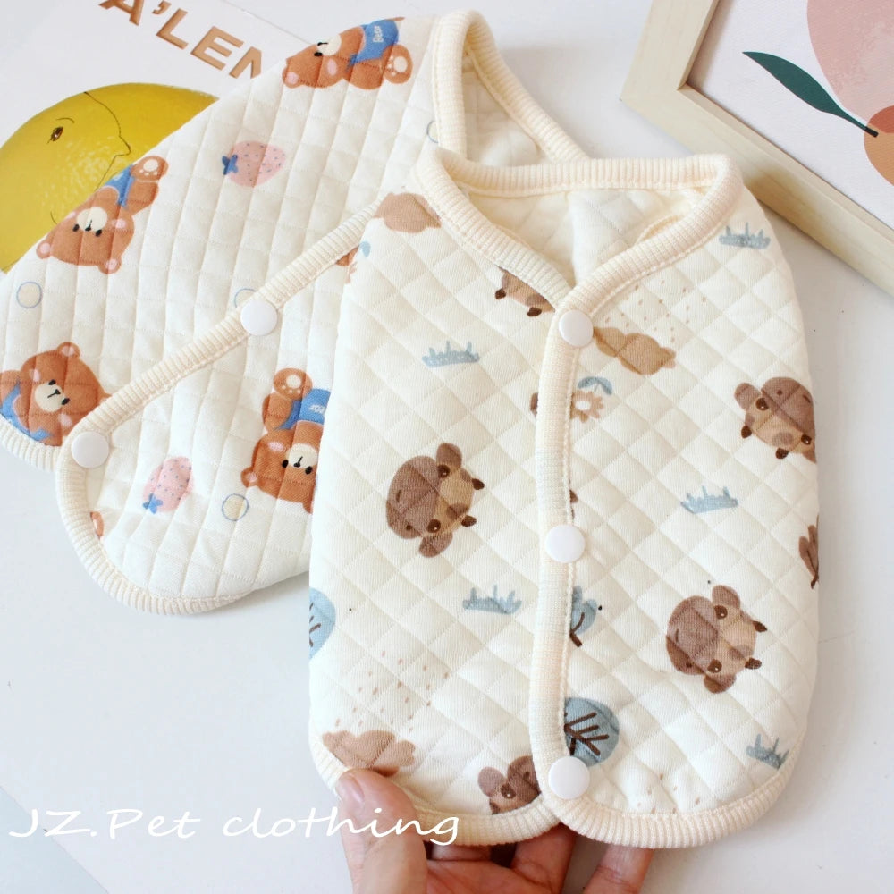 Cotton Pet Open Cardigan For Small Medium Dogs Cats Winter Warm Dog Clothes Teddy Bichon Cute Dogs Vest Pet Apparel