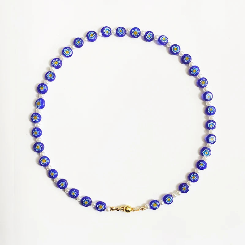 Fashion Rainbow Beads Choker Bohemian Handmade Imitation Pearls Necklace Women Charming Accessories 2022 New Trendy Jewelry