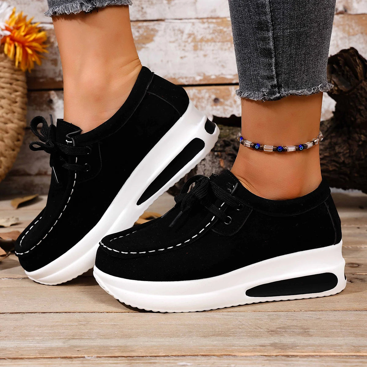 Spring/Autumn Sneakers Women Running Shoes Outdoor Breathable Lace-up Thick Bottom Casual Comfortable Shoe Large Size 36~43