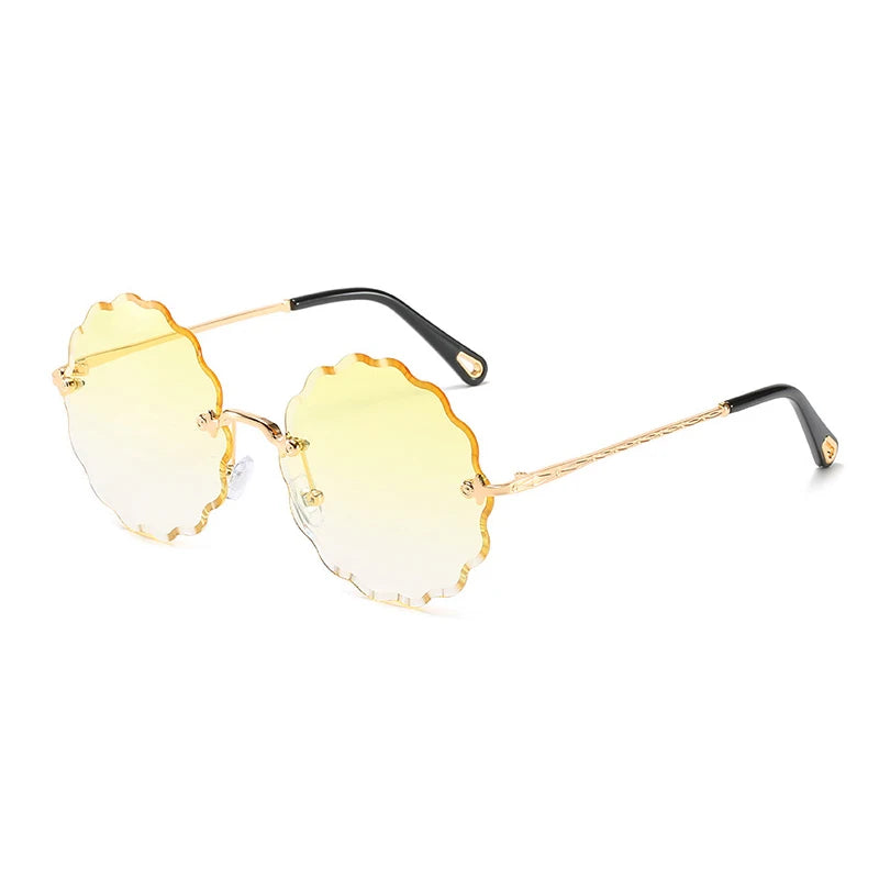 Oversized Round Sunglasses For Women Men Fashion Luxury Brand Design Rimless Sun Glasses Ladies Outdoors Travel Shades UV400