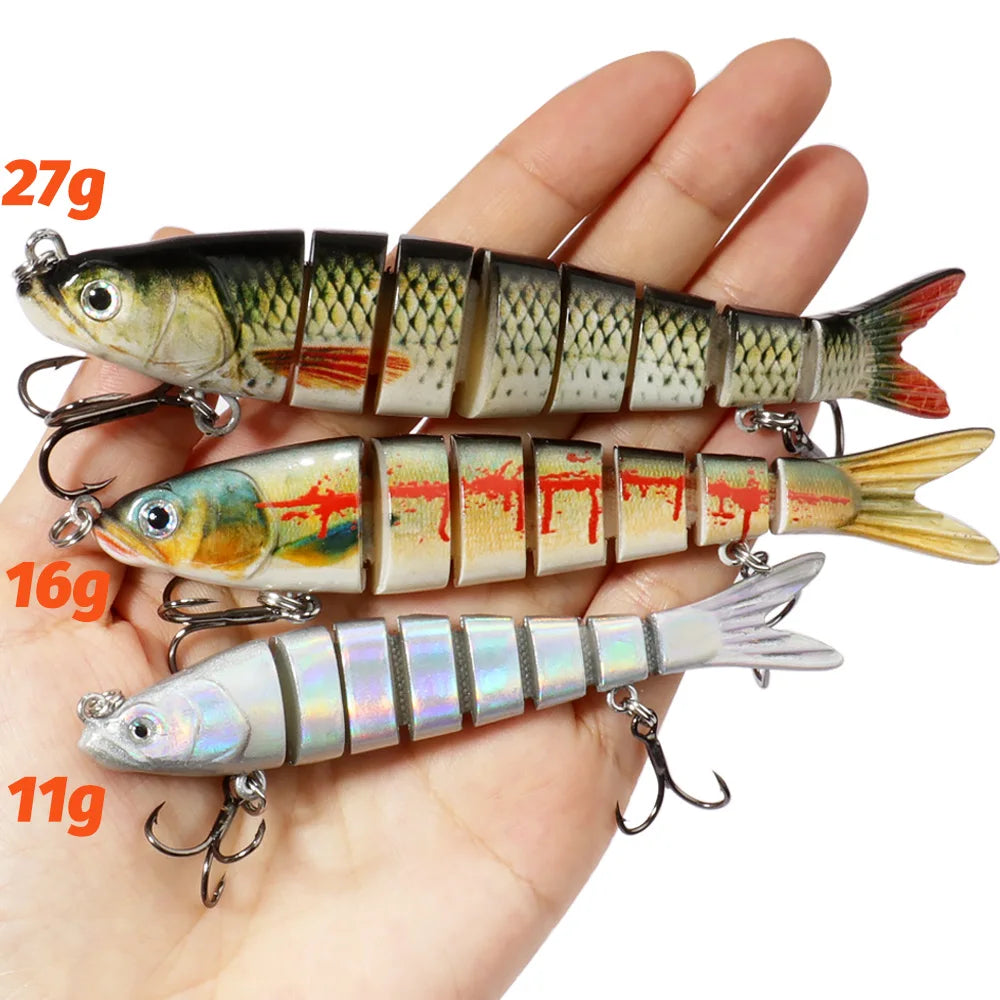 Swimbait 11g 16g 27g Joint Bait Slow Sinking Bionic Fish Swimming Pesca Bass Treble Hook Carp Fishing Tackle 8 Segment Hard Lure