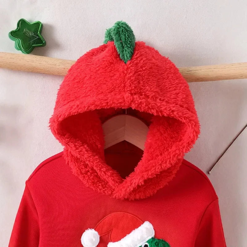 Newborn Baby Red Dinosaur Romper 2-Piece Set Hooded Bodysuit Jumpsuits One-pieces Christmas Toddler Outfits