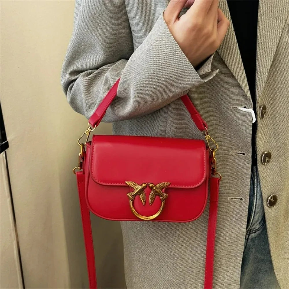 High-end Crossbody Handbag Leather Tote Bags Trendy Design Commuter Popular Classic Elegant Fashionable Bag with avian button