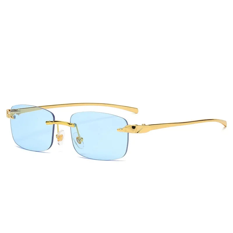 Fashion Vintage Rimless Square Sunglasses Women Men Luxury Brand Designer Popular Travel Driving Metal Small Sun Glasses
