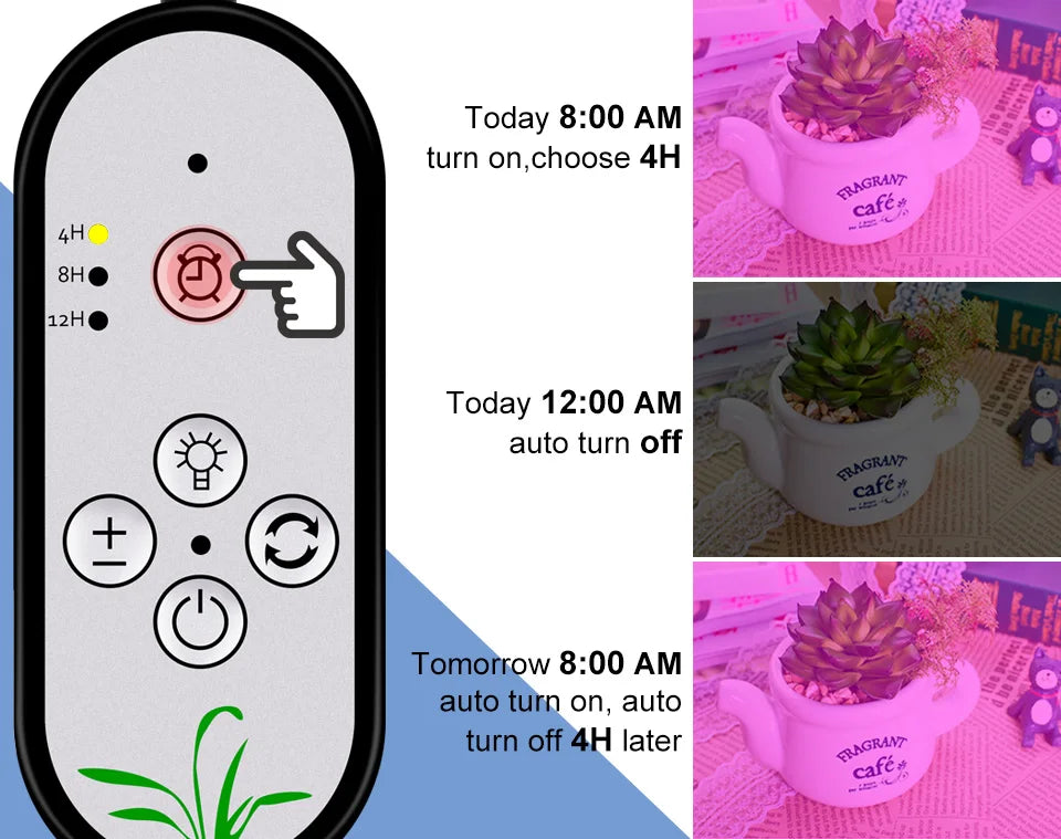 LED Grow Light Full Spectrum Dimmable With Timing Auto On/Off USB 5V Waterproof Plant Hydroponics Cultivation Lamp 1/2/3/4 Heads