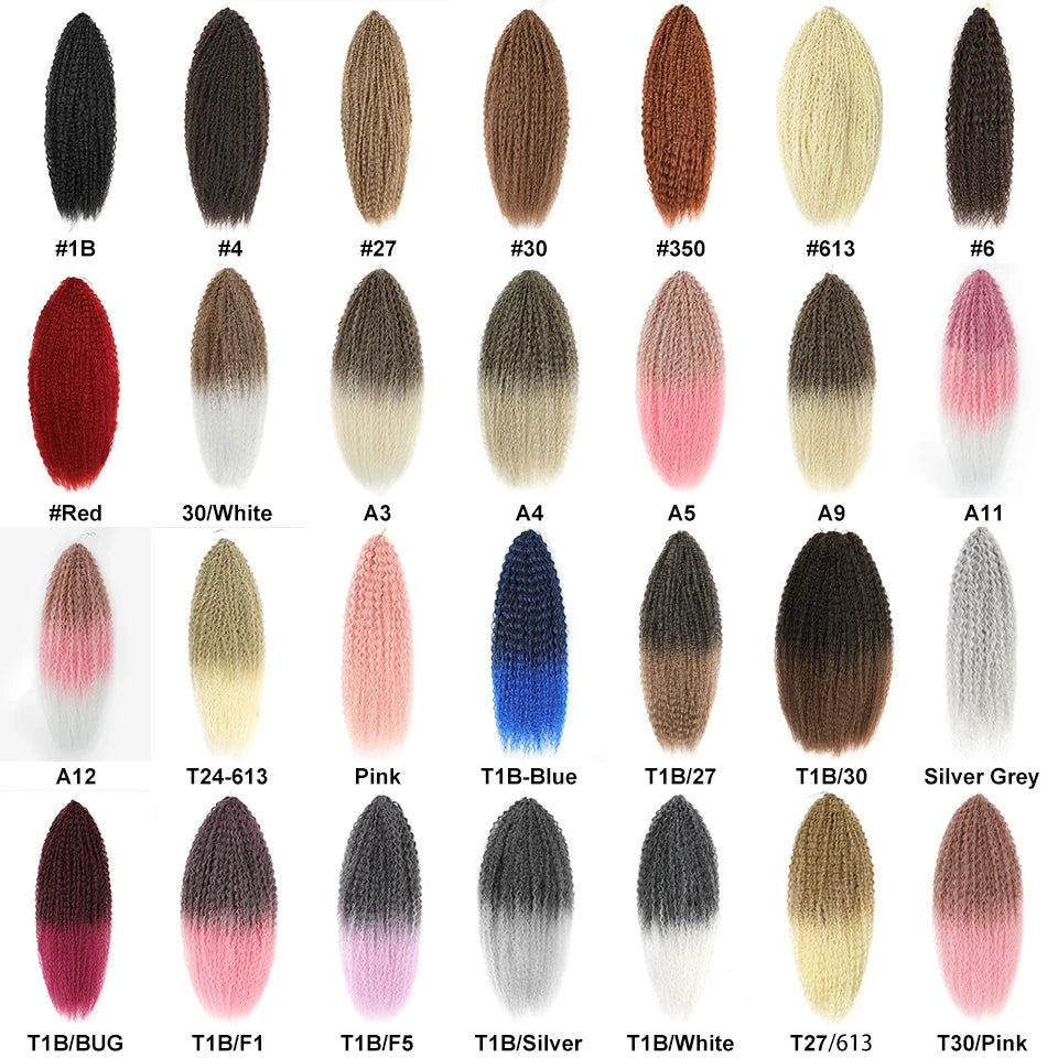 3-7Pcs Synthetic Brazilian Crochet Braids Hair for Women 20-28" Ombre White African Curls Kinky Curly Braiding Hair Extensions