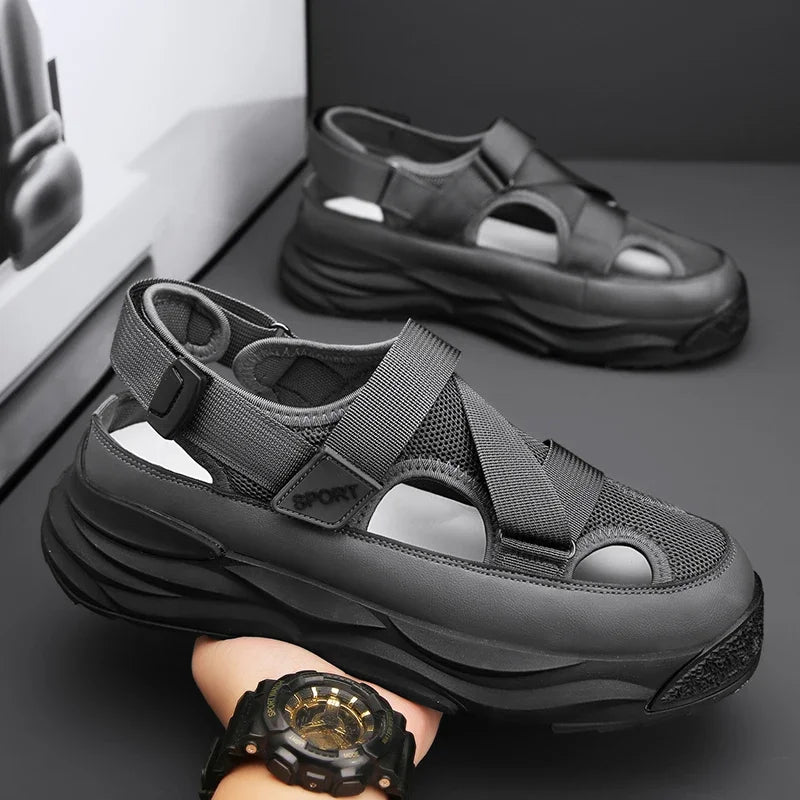 2025 NEW Height Platform Street Male Shoes Non-slip Thick Soled Sports Slides Light Outdoor Hiking Shoes Summer Men's Sandals