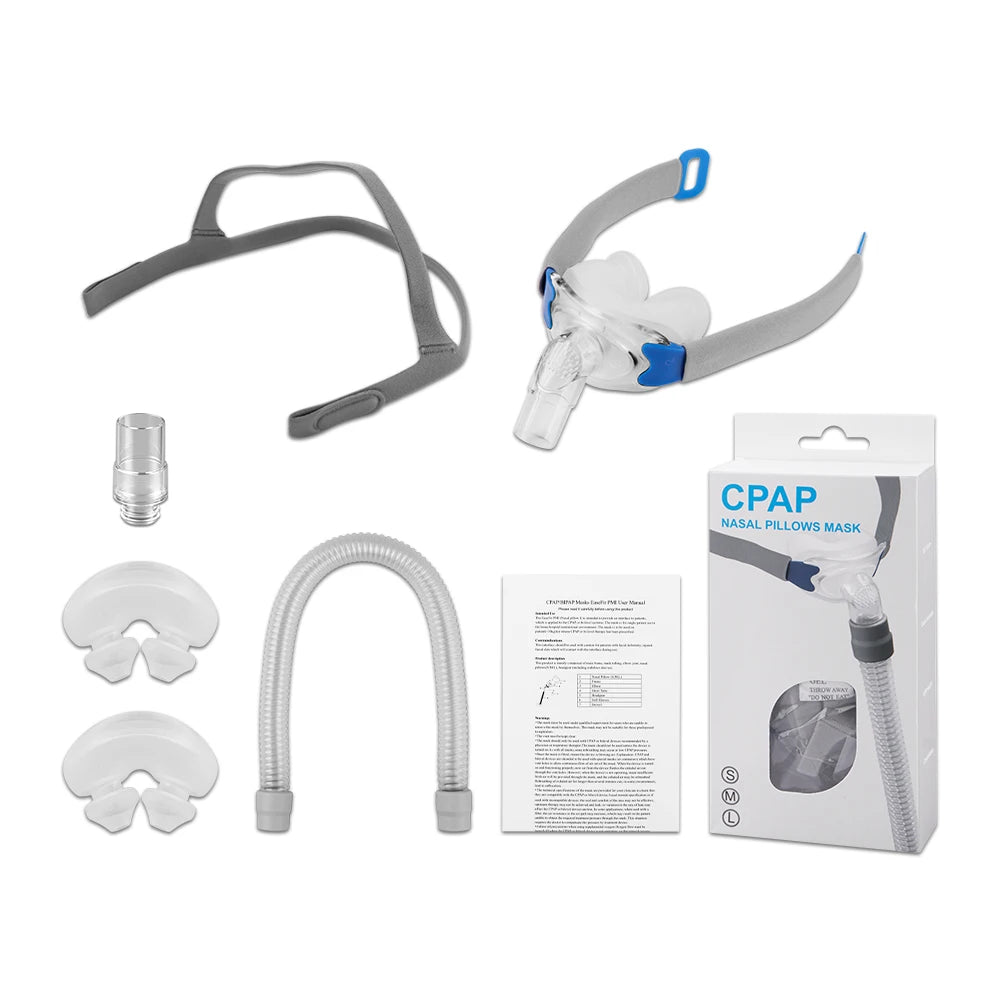 All-in-One P10 CPAP Nasal Pillow Replacement Kit AirFit P10 CPAP Nasal Pillow Set with Headgear 3 Cushions Tubing & Frame System
