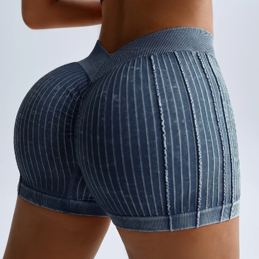 Women Yoga Shorts Back V-shape Waist Sport GYM Running Cycling Tight Seamless Fitness Outdoor Short Pants