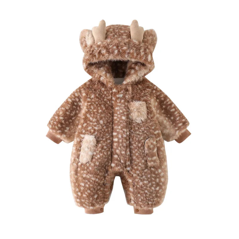IYEAL  Baby Winter Thick Fleece Jumpsuit Christmas And New Year Jumpsuit Baby Super Cute Cotton Coat Outdoor Warm Jacket