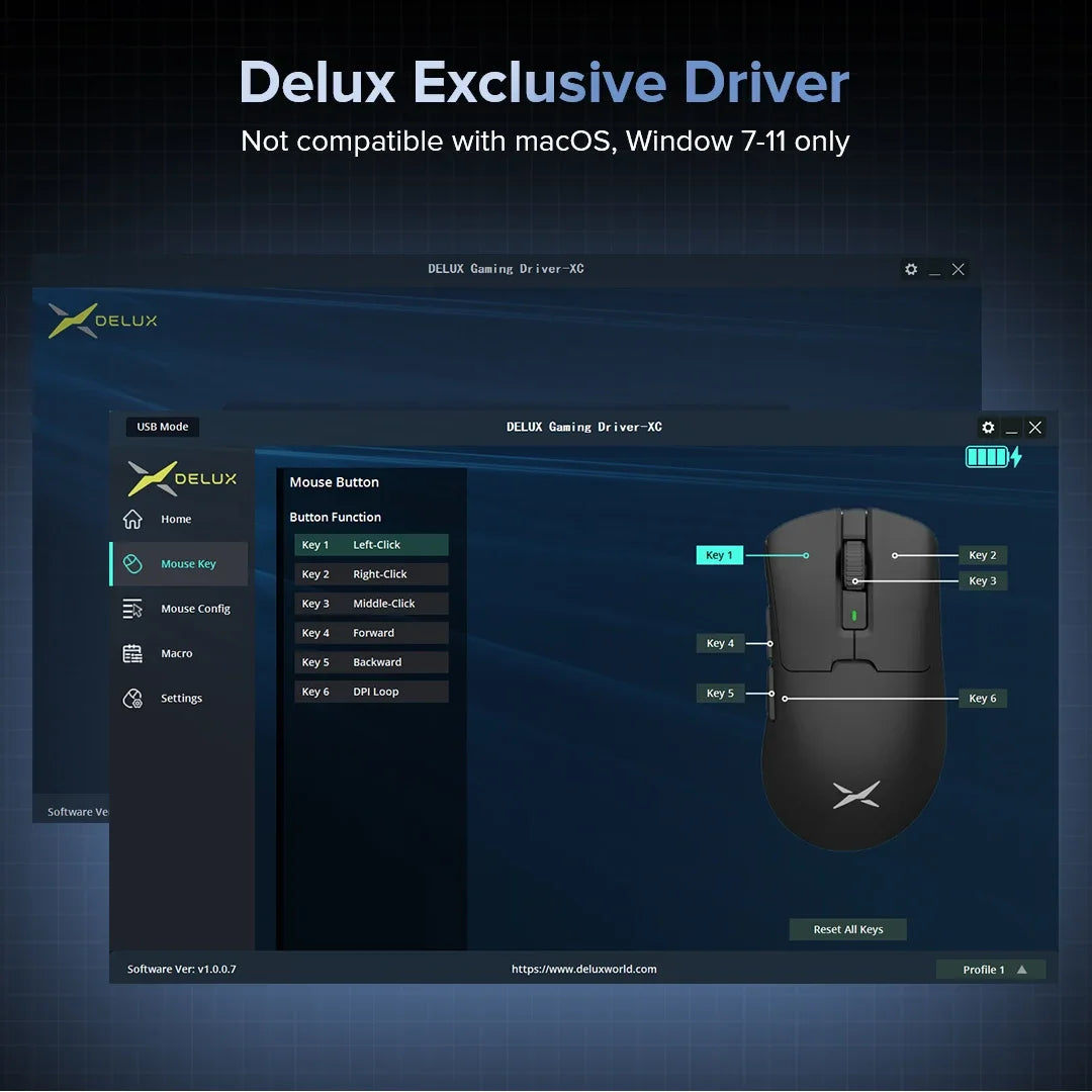 Delux M900 SE Wireless Gaming Mouse Ergonomic Mice PAW3311 12000DPI Lightweight 63g for Right Big Hands PC Laptop Gamer