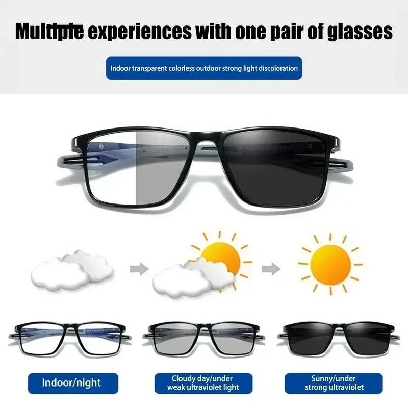 2025 New TR90 Photochromic Multifocal Glasses Vintage Progressive Reading Glasses Men Women Anti-blue Sports Eyeglasses +1.0+4.0