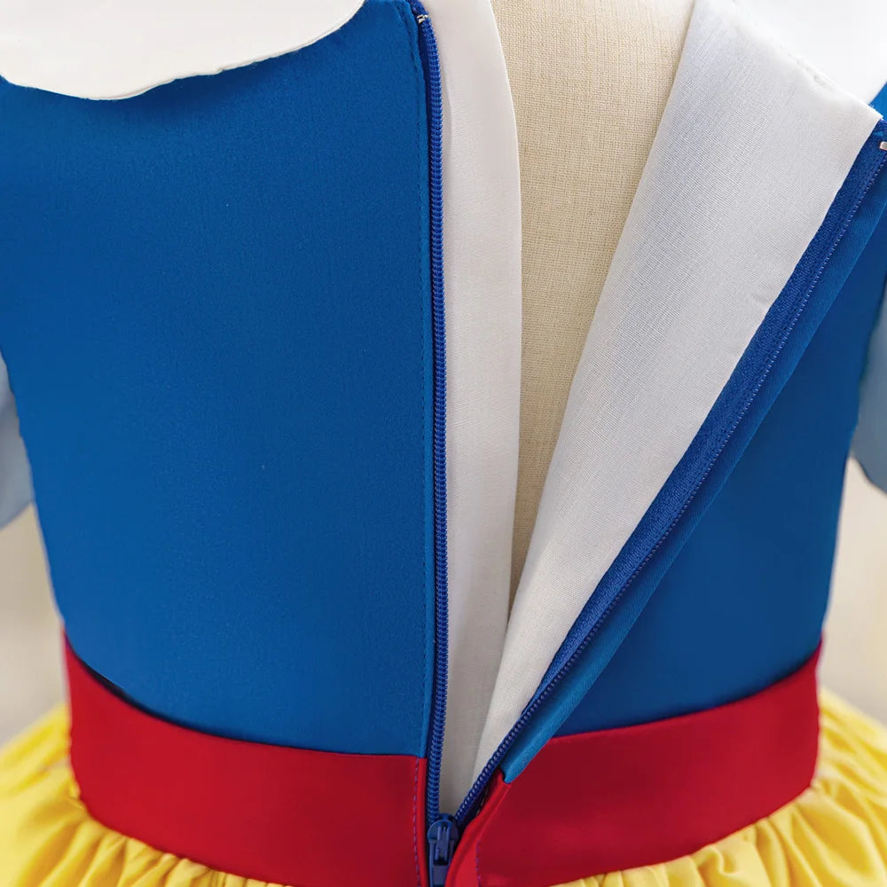 Snow White Princess Gown Girls Cosplay Party Dress Baby Girl Yellow 2pcs Summer Dresses Kids 1st Birthday Gifts Formal Costume