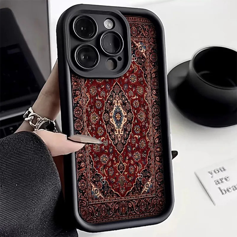 Vintage Pattern Bumper Phone Case For iPhone 17 16 15 14 13 12 11 Pro Max XS XR X 7 8 Plus 16E 17 Air 13 Mini Silicone TPU Cover