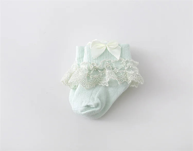 Lawadka 4Pairs/set Infant Girls Socks Cotton Lace Bow Newborn Baby Socks For Girls Beauty Princess Sock Spring Autumn 0 to 24M