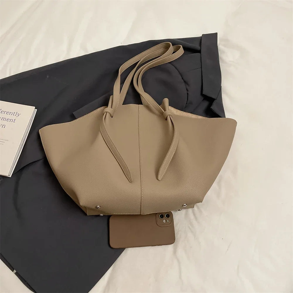 Branded Designer Shoulder Tote Bags For Women Soft PU Leather 2-IN-1 Big Capacity Shopper Tote Set 2026 Luxury Designer Handbags