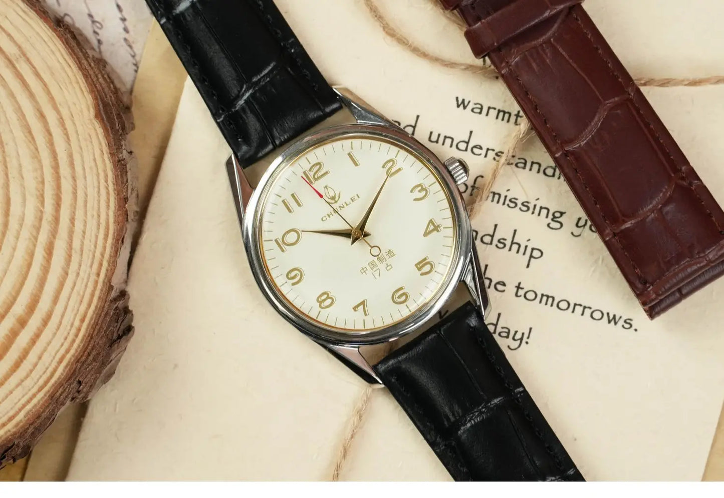 Old Shanghai Diamond Brand Genuine Mechanical Watch Men's Manual Winding Watch Inventory Dad Gift Retro Old Watch