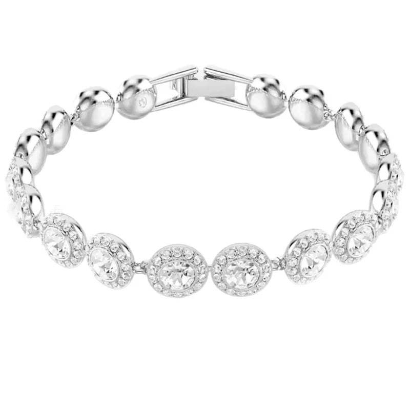 A Set of Jewelry S925 Sterling Silver Round Jewelry Set, Unique Earrings, Bracelet, Necklace, For Daily, Party, and Banquet Deco