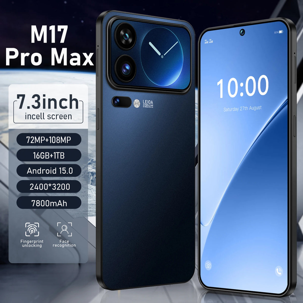 2026 New Hot M17 Pro Max Original Global Version Intelligent 4G 5G Snapdragon 8 Gen4 7800mAh Battery Dual Card Dual Standby