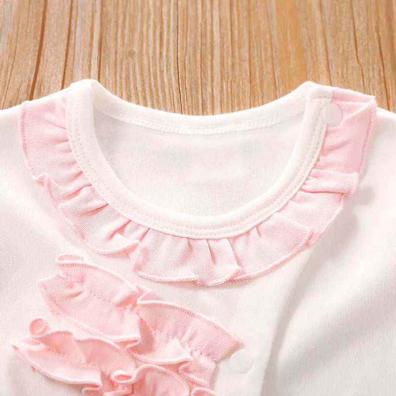 Spring and Autumn Long sleeved Newborn Bodysuit Two Piece Set for Girls and Infants Made of Pure Cotton, Comfortable and Breatha