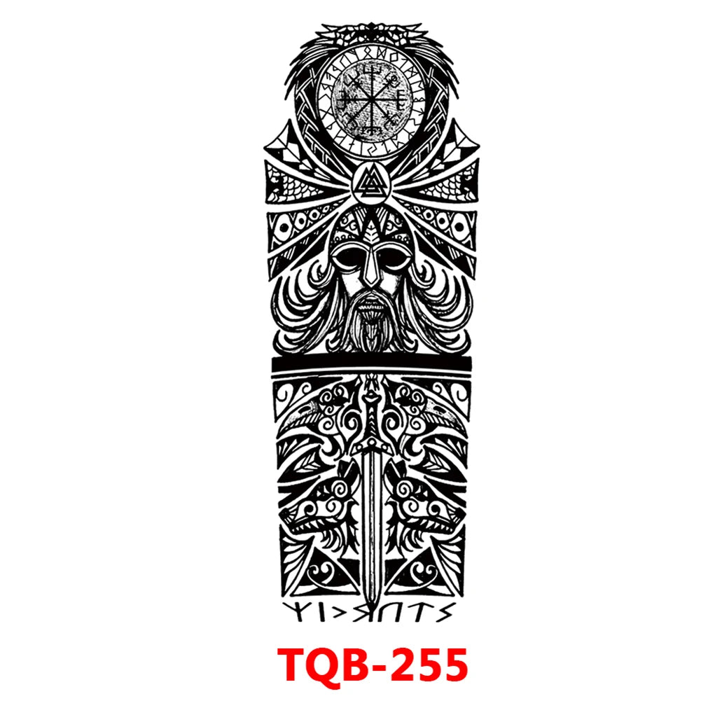 Full-arm Tattoo Stickers With The Crown Of The Virgin Of Jesus And Lion Waterproof Tattoo Stickers
