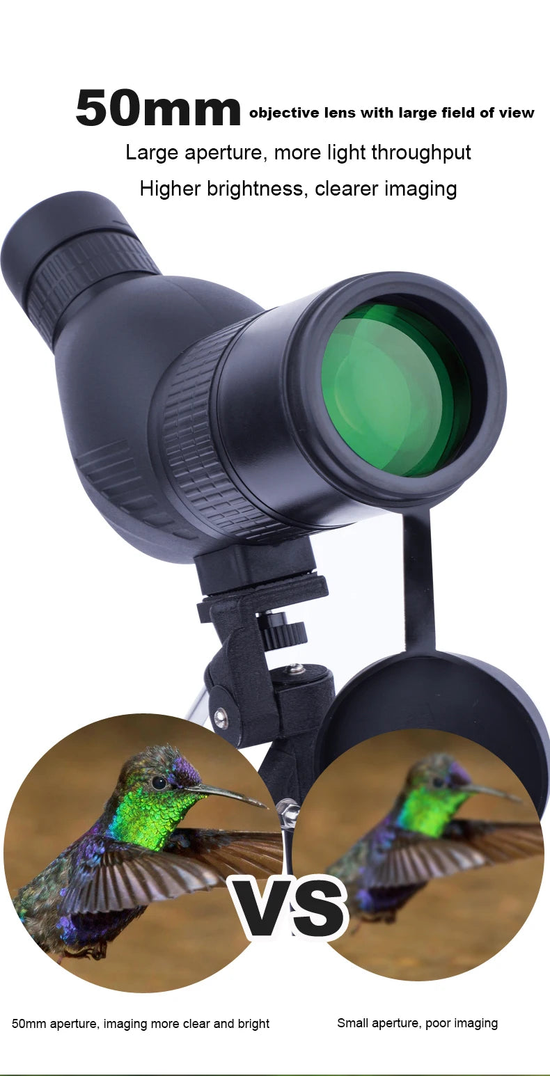 12-36X50 HD Zoom Monocular Spotting Scope Powerful Telescope Bak4 Prism Waterproof Anti-Fog for Outdoor Camping Bird Watching