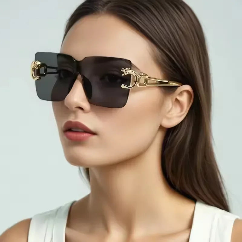 Retro Square Sunglasses Women Men Rimless Trend Luxury Shades Travel Glasses Lady Man UV400