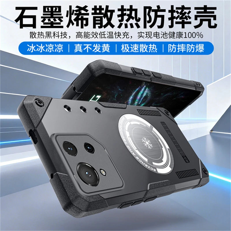 For ASUS ROG Phone 8 Pro Case Magnetic Built in Heat Dissipation Metal Sheet Back Cover For ROG 8 Phone 8Pro Shockproof Bumper