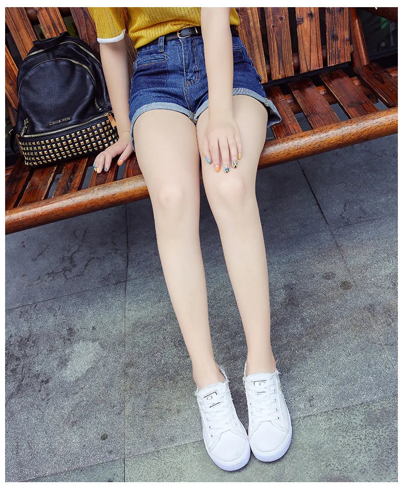 Outdoor Walking Trainers Women Running Shoes Summer Fashion White Canvas  Lace-Up Breathable Jogging Casual Sneakers