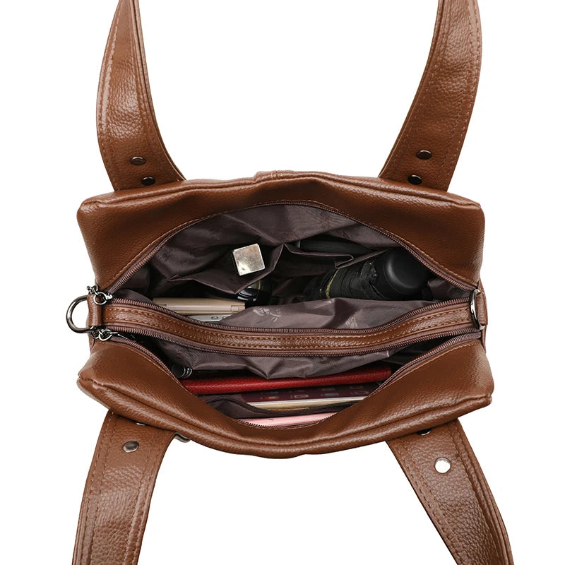 Genuine Brand Top Quality Soft Leather Casual Tote Bags for Women Handbag Luxury Female Shoulder Crossbody Sac Winter Style Bag