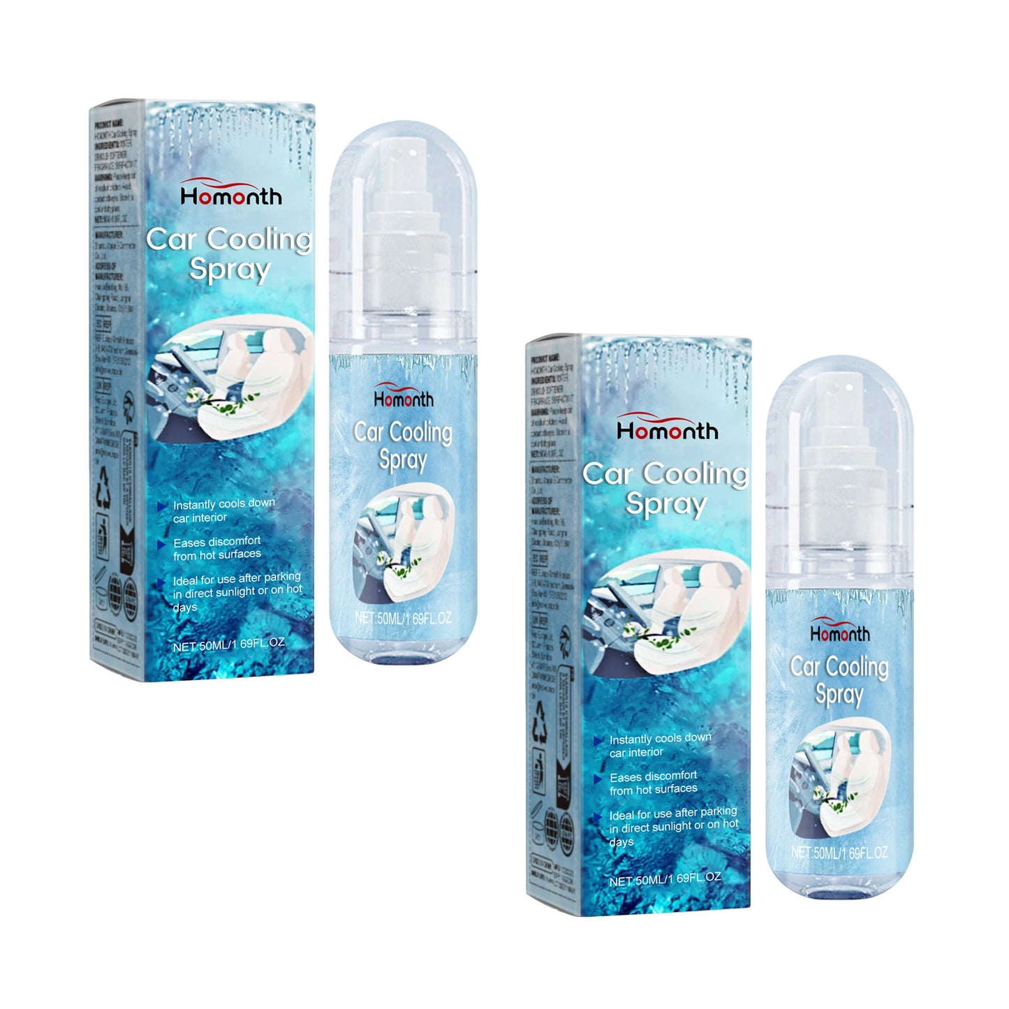 Car Cooling Spray Endothermic Evaporation Reduce Surface Heat Heatstroke Prevention Comfortable Driving Rapid Cooling Agent 50ml