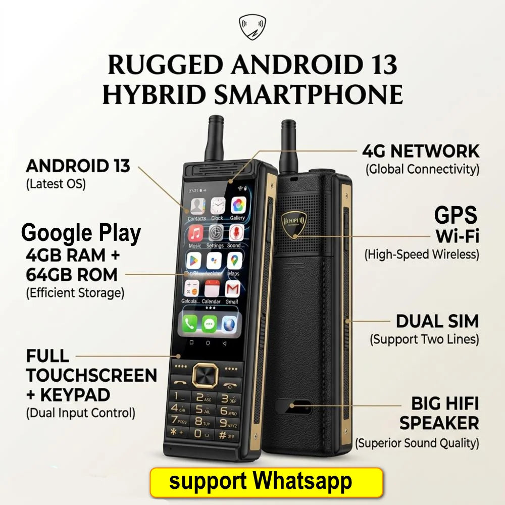 Touch  Screen 4G LTE Mobile Phone Android 13 4GB RAM 64GB ROM Fast Charging Dual SIM WiFi 5G/BT5.0/GPS