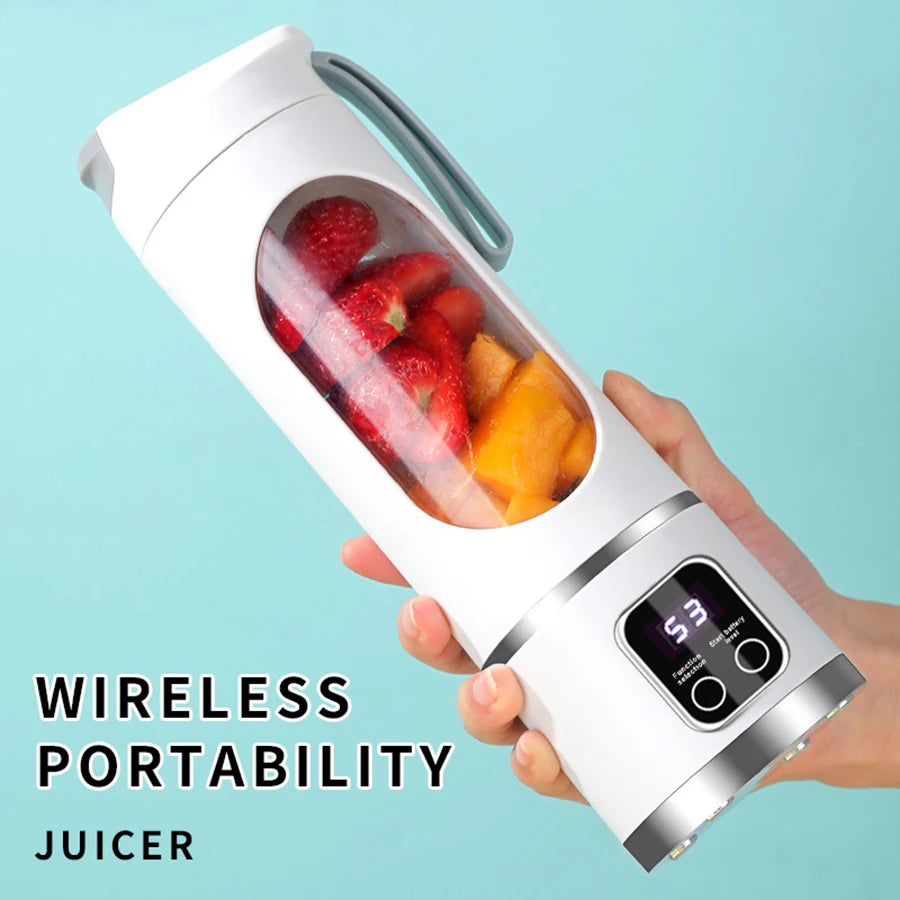 1 Small Portable Blender and Juicer - Rechargeable via USB, Personal Wireless Blender with Stainless Steel Blades