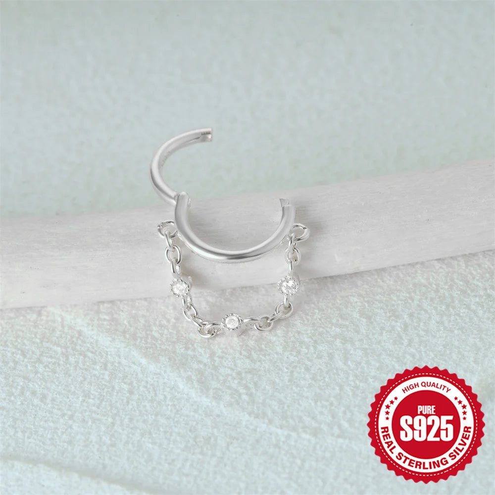 CANNER 925 Sterling Silver Simple Tassel Circle Piercing Hoop Earrings For Women's 18k Gold Ins Earrings Fine Jewelry Party Gift