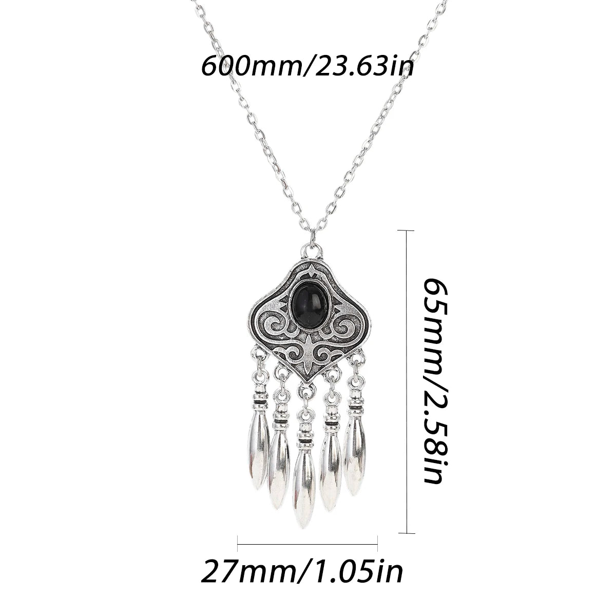 2023 Indian Jewelry Set Ethnic Silver Plated Geometric Carved Tassel Earring Necklace Women's Blue Turquoises Chain Jewelry