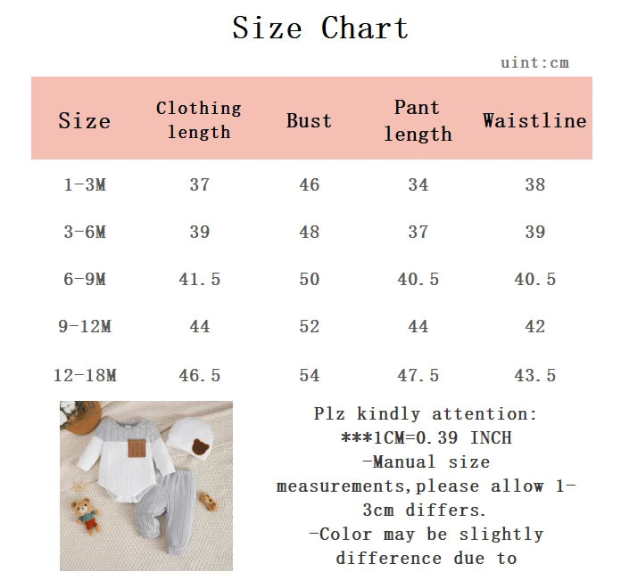 0-18 Month Newborn Baby boy Set Round neck Color Blocked Bodysuit+Pants+Hat Comfortable 3Pcs/set for baby boy spring  autumn Set