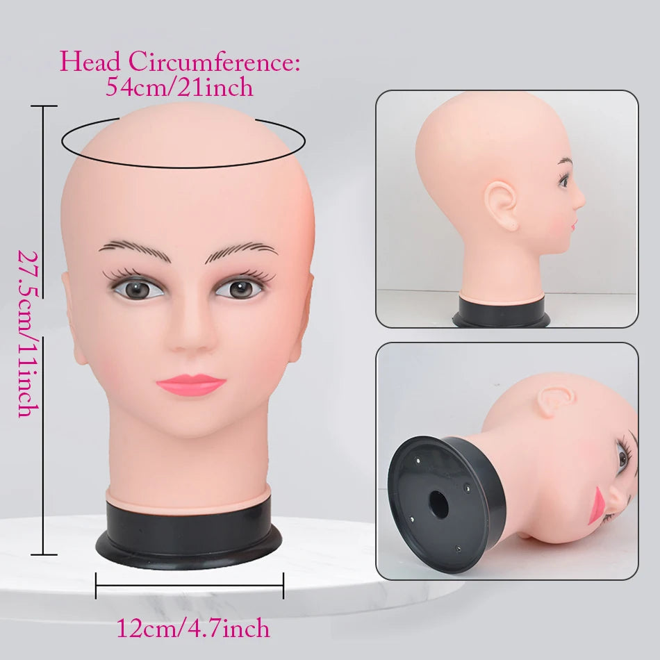 Mannequin Head Wig Stand With Adjustable Wig Tripod Stand Holder For Wigs Making Display With T Pins/Wig Cap Training Practice