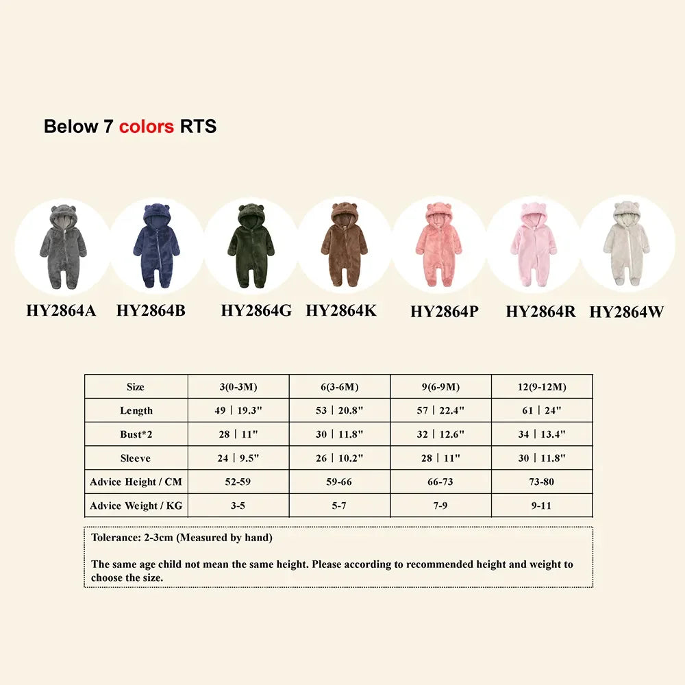 New Arrivals Toddler Baby Clothes Romper Boys Girls Pajamas For Kids Fleece Warm Hooded Overalls Infant Jumpsuit Newborn Outfits