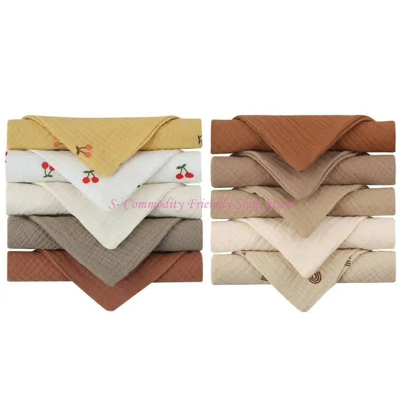 85AE 10Pcs Baby Saliva Towels Muslin Cloth Hand Face Wipes Bib Handkerchief Washcloth